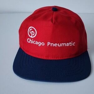 Vintage Chicago Pneumatic Trucker Hat Patch 80s SnapBack Baseball Cap Red  Blue